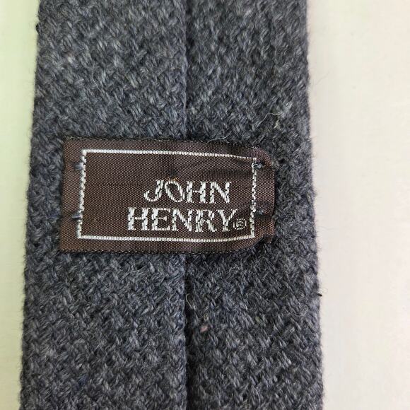 John Henry Gray Textured Wool Tie 2.5" Wide Slim Neckwear Classic Look - Picture 4 of 7